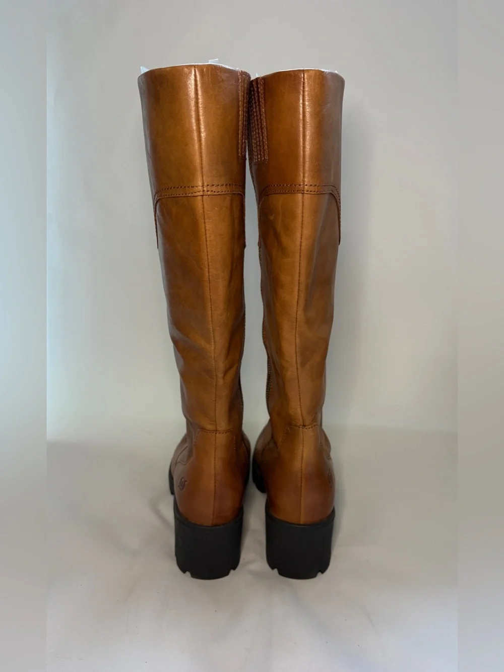 Born Gabriella Brown Leather Knee High Boots Block Heel Lug Sole Women's Size 8